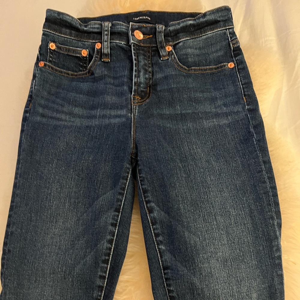 J CREW , high rise, toothpick jeans dark blue